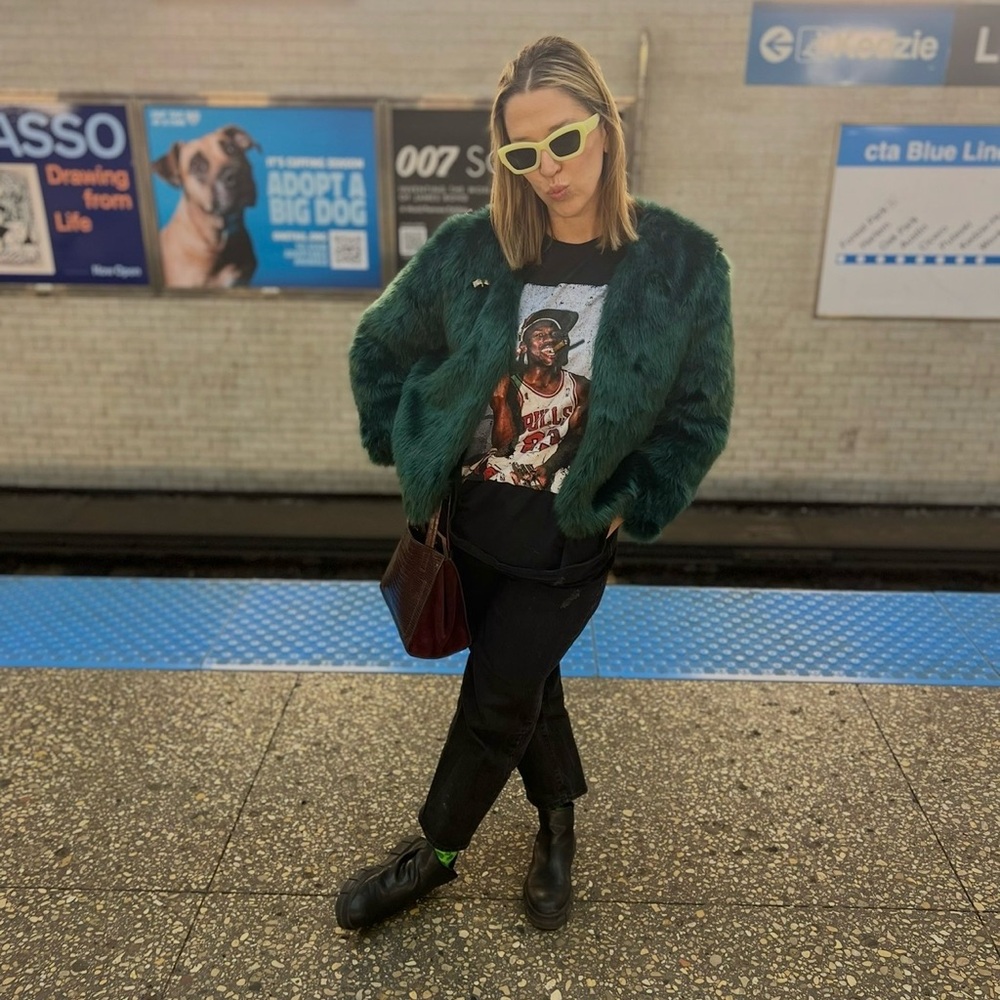 Women's Green Faux Fur Jacket